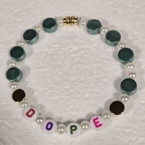 Colorful Beaded Bracelet with 'DOPE' Letters